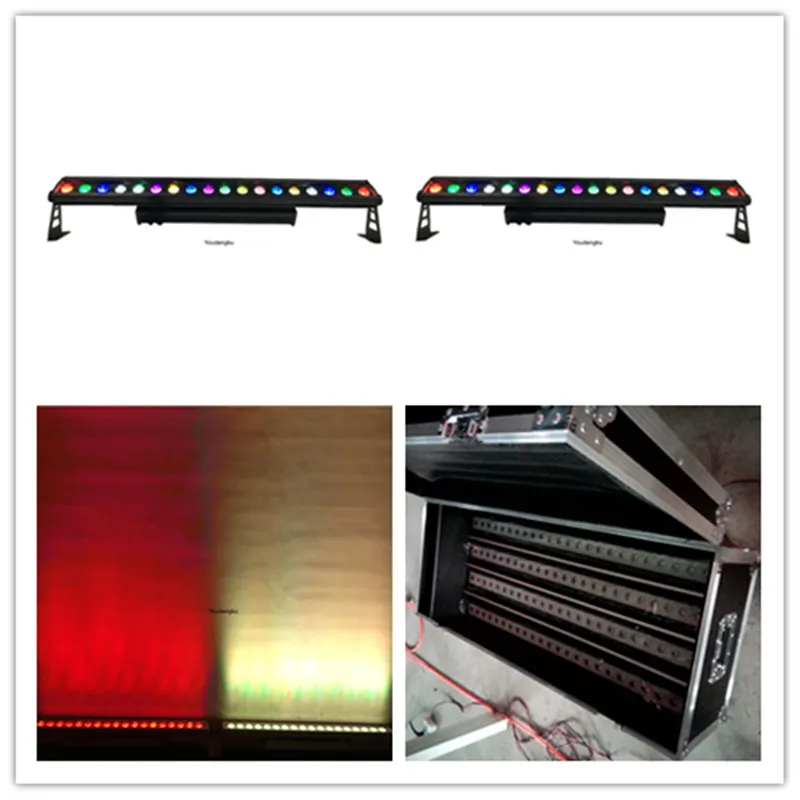 4 pezzi con flightcase IP65 Tintura a parete a singolo punto di controllo wall washer impermeabile 18x18w rgbwa uv 6in1 led liner long wall washer bar light