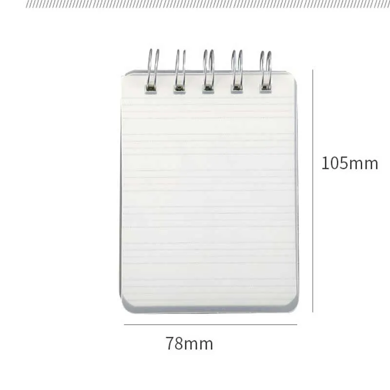 A7 Flip-up Notebook PP Frosted Transparent Metal Coil Notebook Office School Supplies Grid Blank Waterproof Cover Notepad VT1469