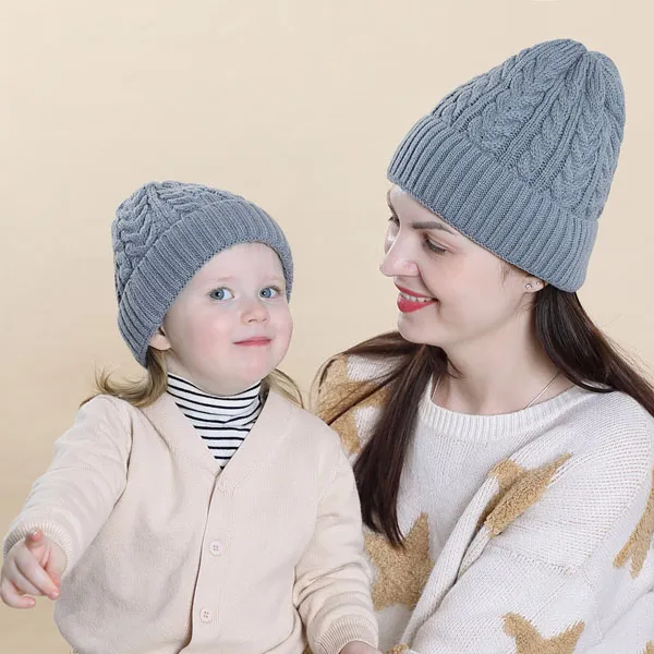 M260秋冬の赤ん坊の母帽子子供ニットキャップガールズボーイズウォームビーニーズ月夏の帽子5色