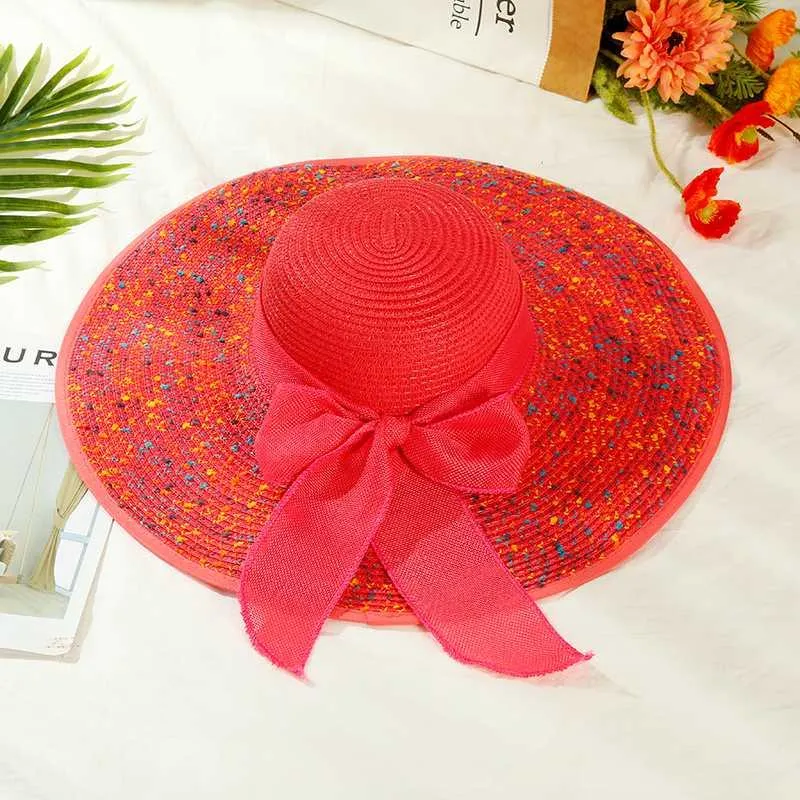 목 플랩 새로운 패션 넓은 모자 챙 일 모자 여성용 여름 UV 보호에서 Colorfull 일 모자
