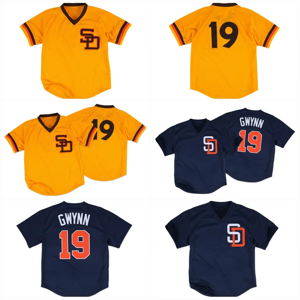 San Diego 19 Tony Gwynn 1982 1996 Custom Vintage Baseball Jersey