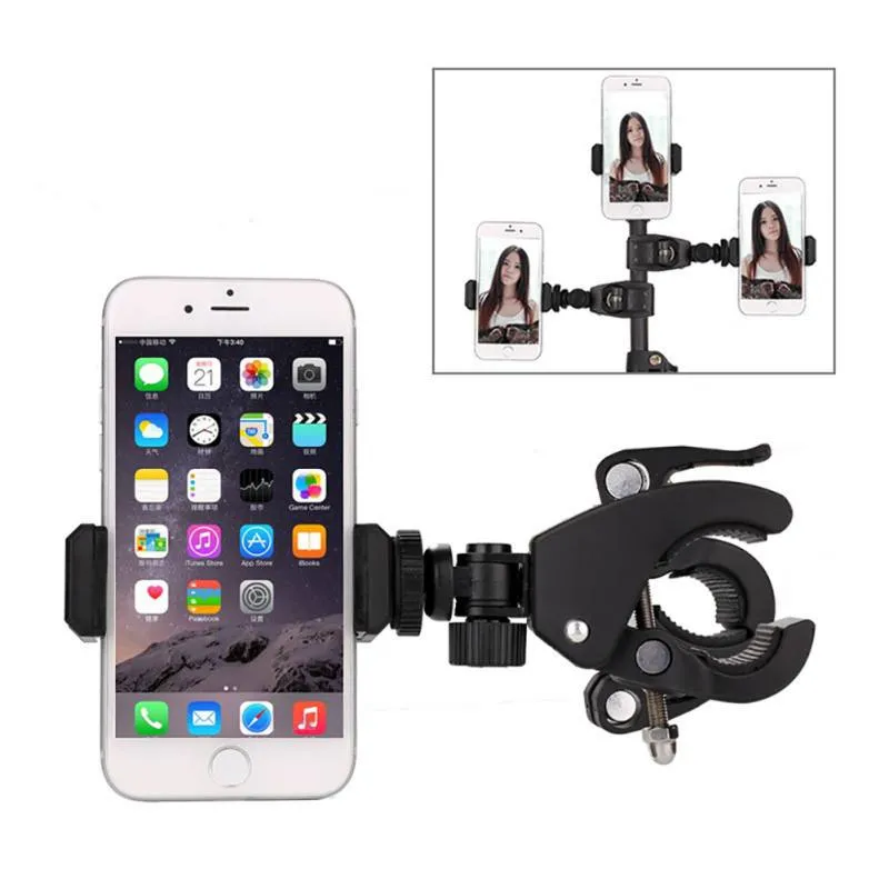 Universal Stand Cell Phone Holder Mobiltelefon Mount Holder Stand 360 Degree Rotation Clamp Clip för Videotaking Foton