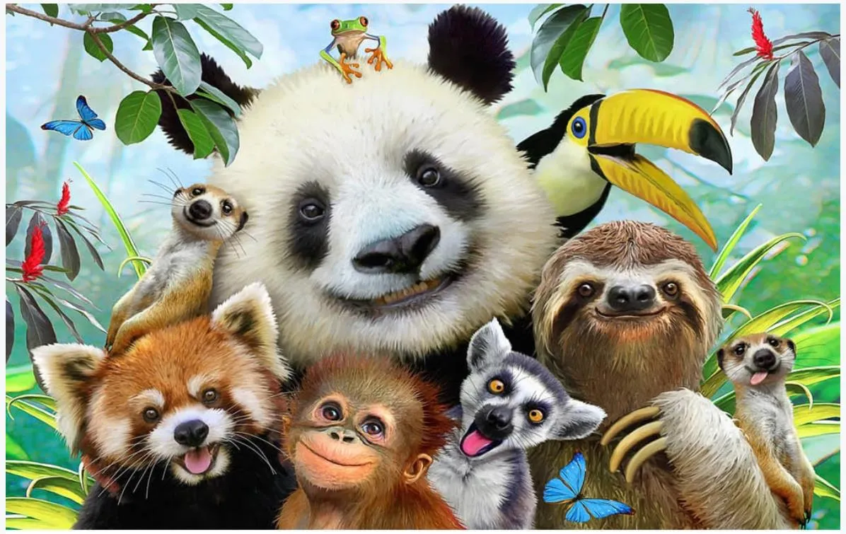 Custom photo wallpapers for walls 3d mural Cute cartoon zoo group of animals mural for children room background wall papers home decoration