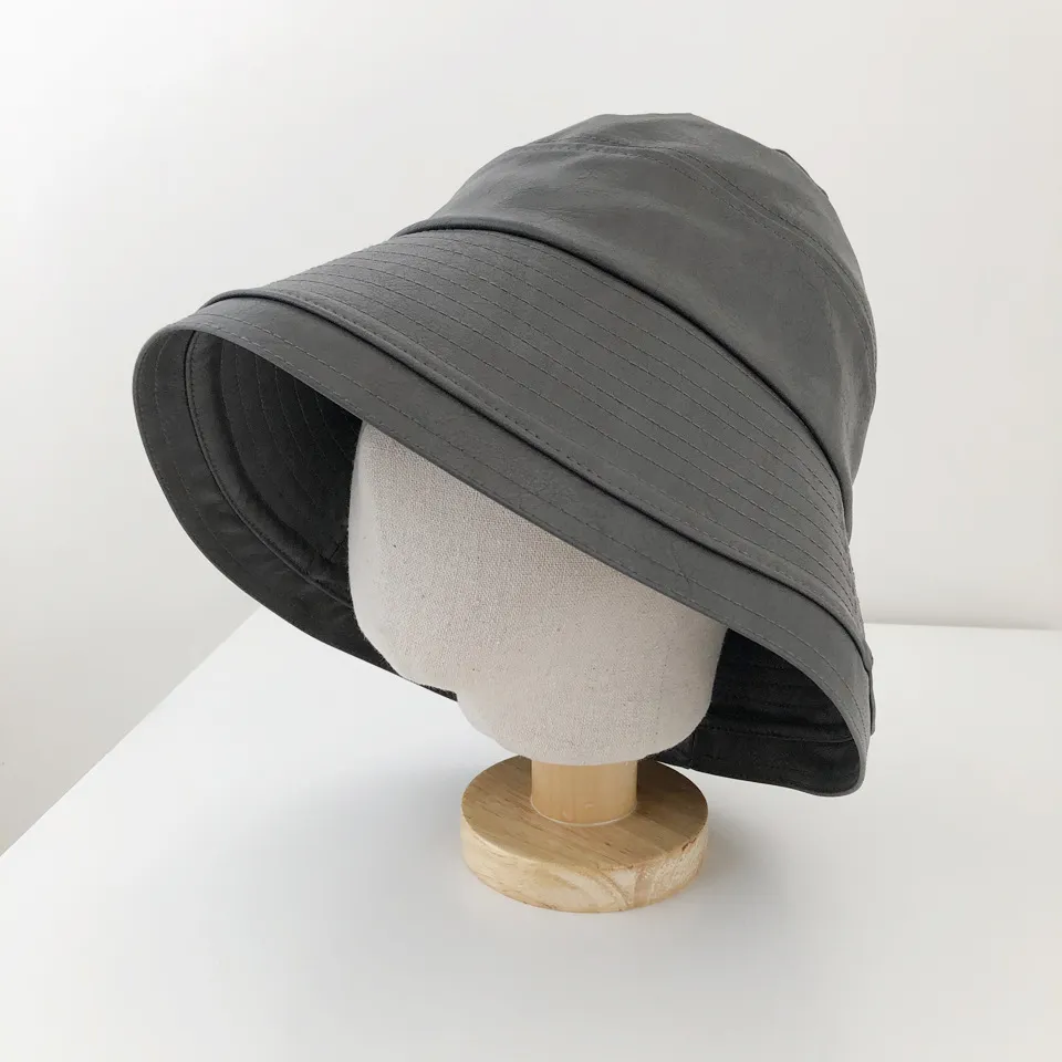 Wholesale PU Imitation Leather Bucket Hat Brown For Women Autumn