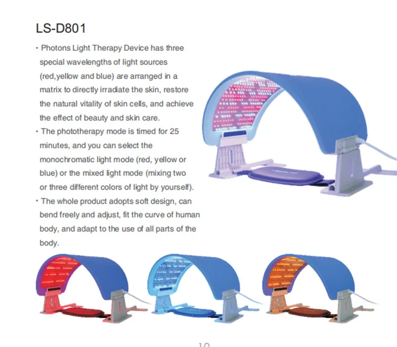 423nm 583nm 640nm Three Wavelength Red Blue Yellow Three Lights EMS Photons Light Therapy Device DHL Fast Ship