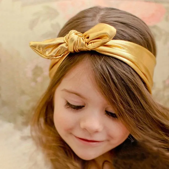 Twinkling Gilding Bow Knot Headband Hair Band Hair Wrap Mode Smycken För Barn Flickor Gåvor Drop Shipping