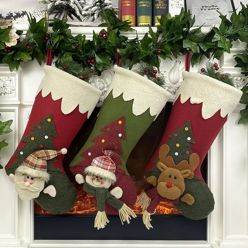 Noel Çorap 18 inç Santa Kardan Adam geyiği Noel Karakter 3D Peluş Noel Süsleri Parti Aksesuar JK2008XB