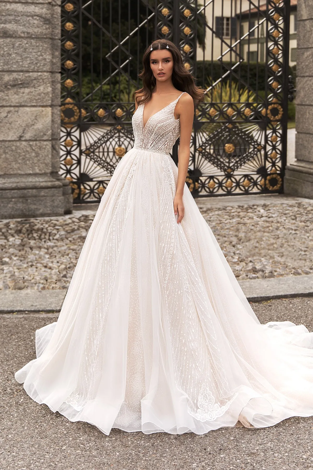 shona joy yellow bridesmaid dress A-line V-Neck Floor-Length Chiffon Mother of the Bride Dress With Sequ –  RoseProm main image 0