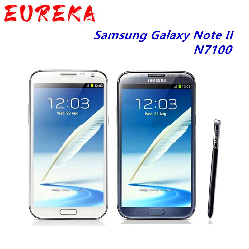 Original N7100 desbloqueado Samsung Galaxy Note 2 II N7100 celular 5.5 "Quad Núcleo 8MP GPS WCDMA Remodeled Smartphone