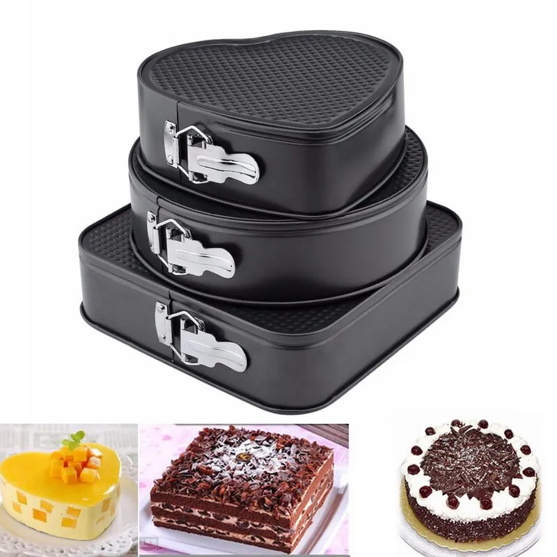 Square Cake Pan Set 3pcs 22,24,26cm Non-Stick Baking Mold