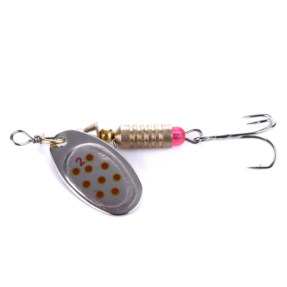 HENGJIA 200PCS/lot Spinner Spoon fishing lure Metal Jig Bait Crankbait Artificial Hard lure with Treble hook 6#hook 6.3cm 5.1g