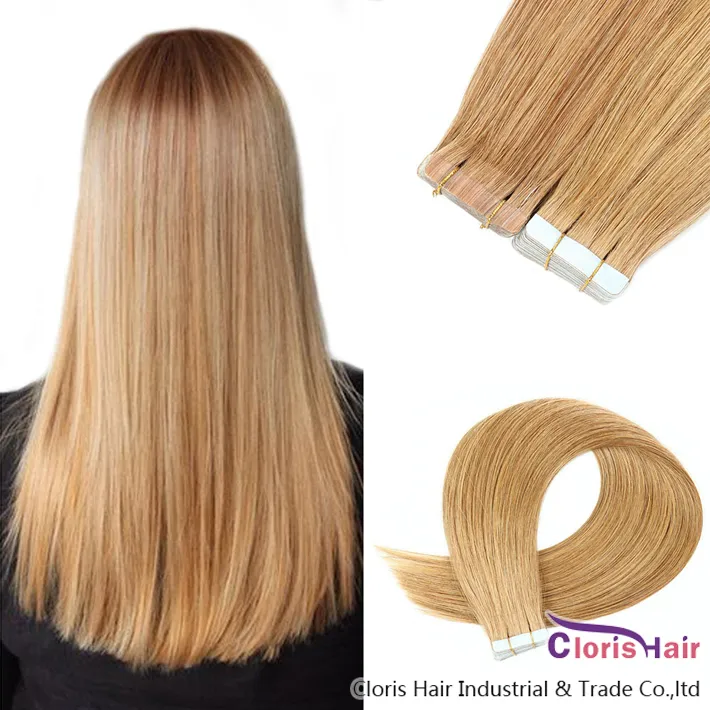 # 16 PU Skin inslag natuurlijke menselijke hair tape in extensies 20 stks licht blonde naadloze Braziliaanse Remy rechte haar onzichtbaar op lijm