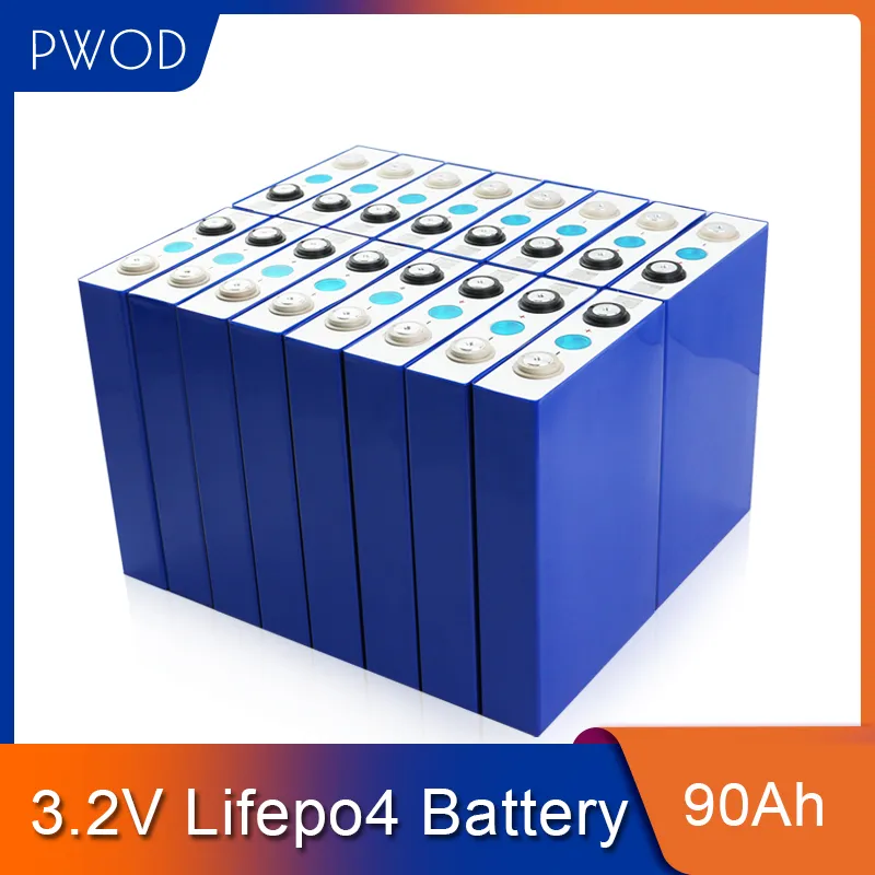 16pcs 3.2v 90Ah LifePo4 battery lithium 270A 3C high drain for diy 12V 24V 48V Solar Inverter Electric Vehicle c oach golf cart