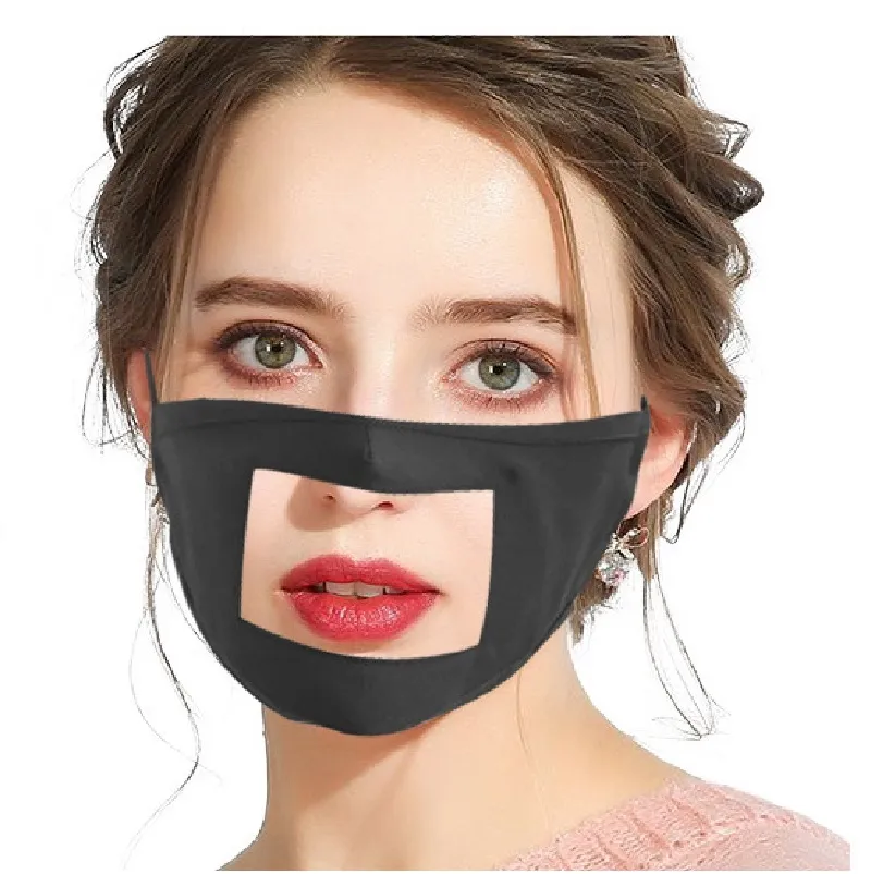 Mute Face Mask Clear Mouth Window Dustproof Mask for Deaf Lip Reading Mouth Mask Washable with Adjustable Ear Loops
