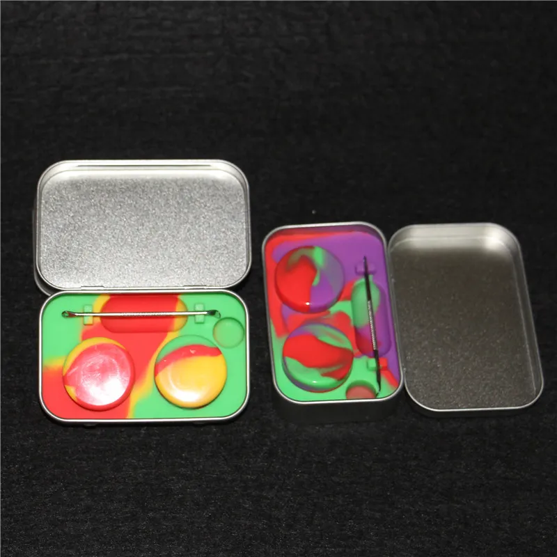 Silicone Container Set With Tin The Box 3ml Silicone Dab Containers For Wax  Dabs Jars And Silver Dabber Tool From Zona_wang, $3.15