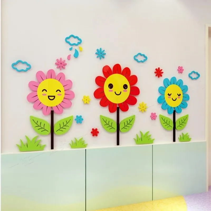 Sunflower Wall Stickers Flowers Home Room Decoration Decals For