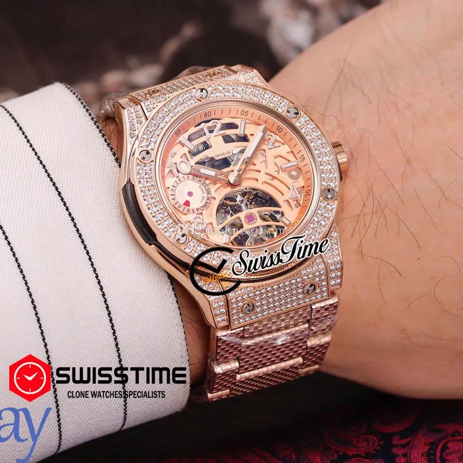 Venta Reloj Para Hombre De La Caja Del Diamante Del Oro De Rose