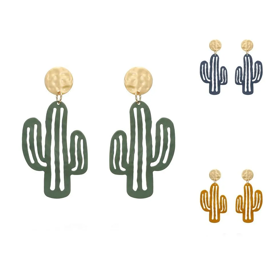 Persoonlijkheidstrend sieraden Cactus hanger oorbellen bladeren donkerblauw groen groot formaat oorstudie feestvakantie oorbellen