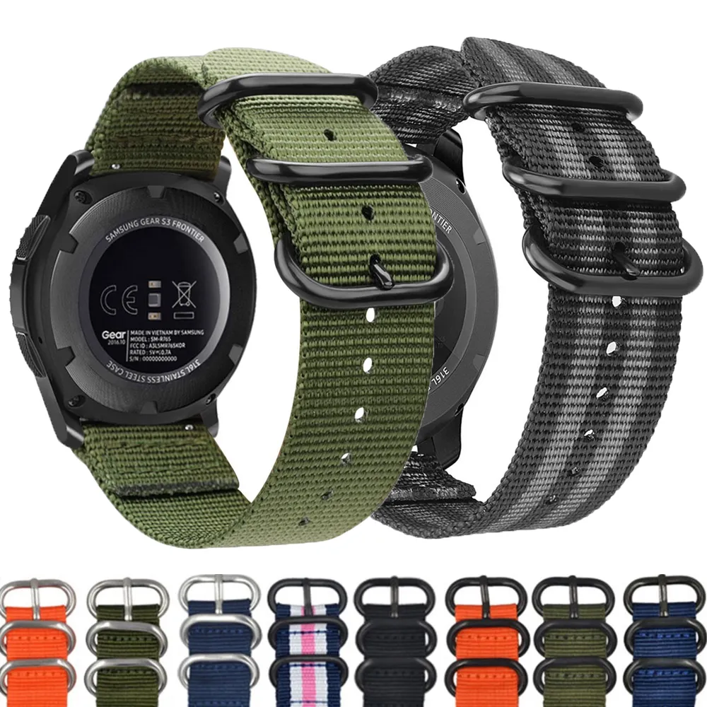20mm 22mm pasek zegarka dla Samsung Galaxy Watch 46mm 42mm Active2 Active1 Gear S3 Frontier Sports Nylon NATO pasek
