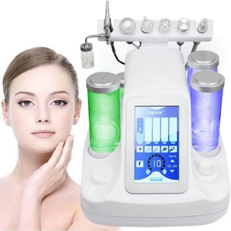 6 In 1 professionelle Hydro -Mikrodermabrasion Gesicht Hautreiniger Wasser Aqua -Strahl -Sauerstoff -Peeling Spa Dermabrasion Machine