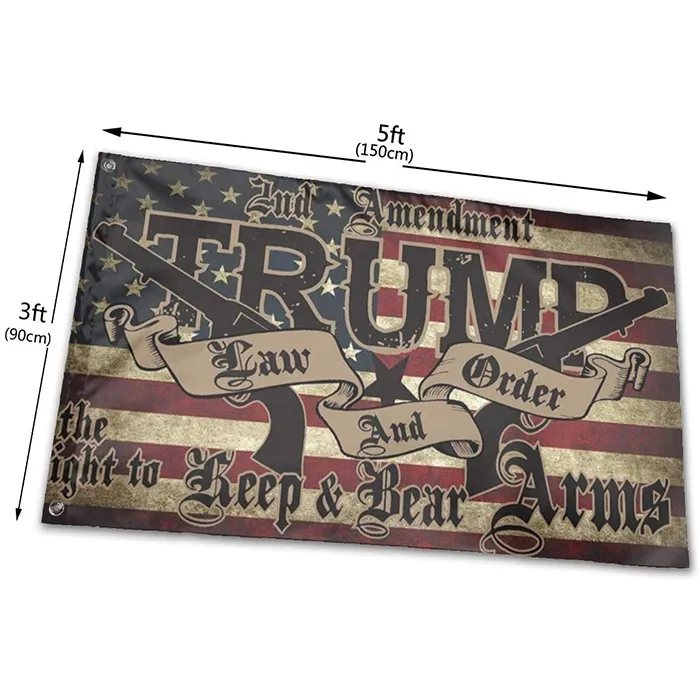 3 x 5 Fuß 2. Verfassungszusatz Trump Law Order Flag, hängend, national, 100 % Polyester, einseitig bedruckt, kostenloser Versand