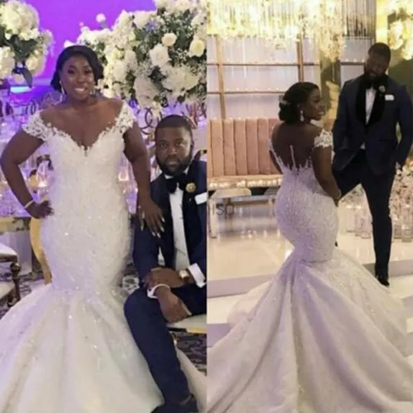 2021 sirène dentelle robe De mariée africaine col en V profond jardin robe De mariée sur mesure grande taille Vestios De Novia