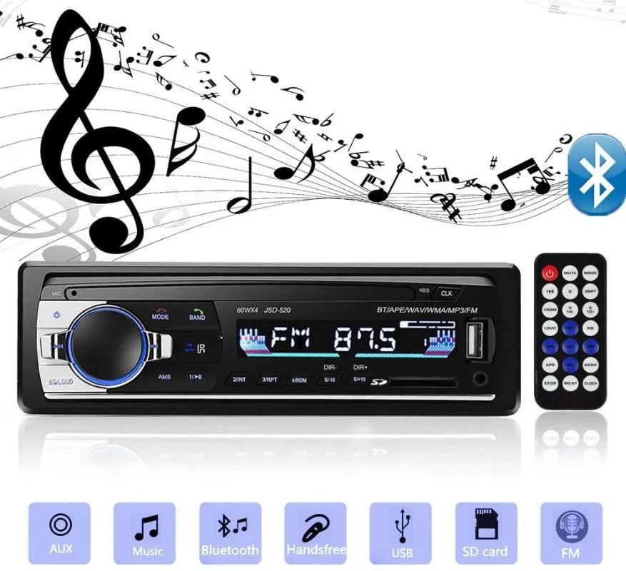 Bluetooth Stéréo Voiture Autoradio Radio FM Aux SD Entrée Du