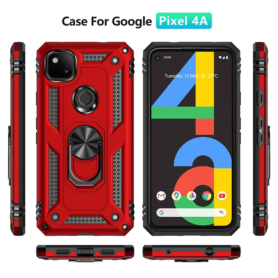 Cajas de armaduras para Google Pixel 6 7 Pro 5 5A 6A 4 3A XL 4A 5G Caso de 5 g de anillo magnético Tapa dura