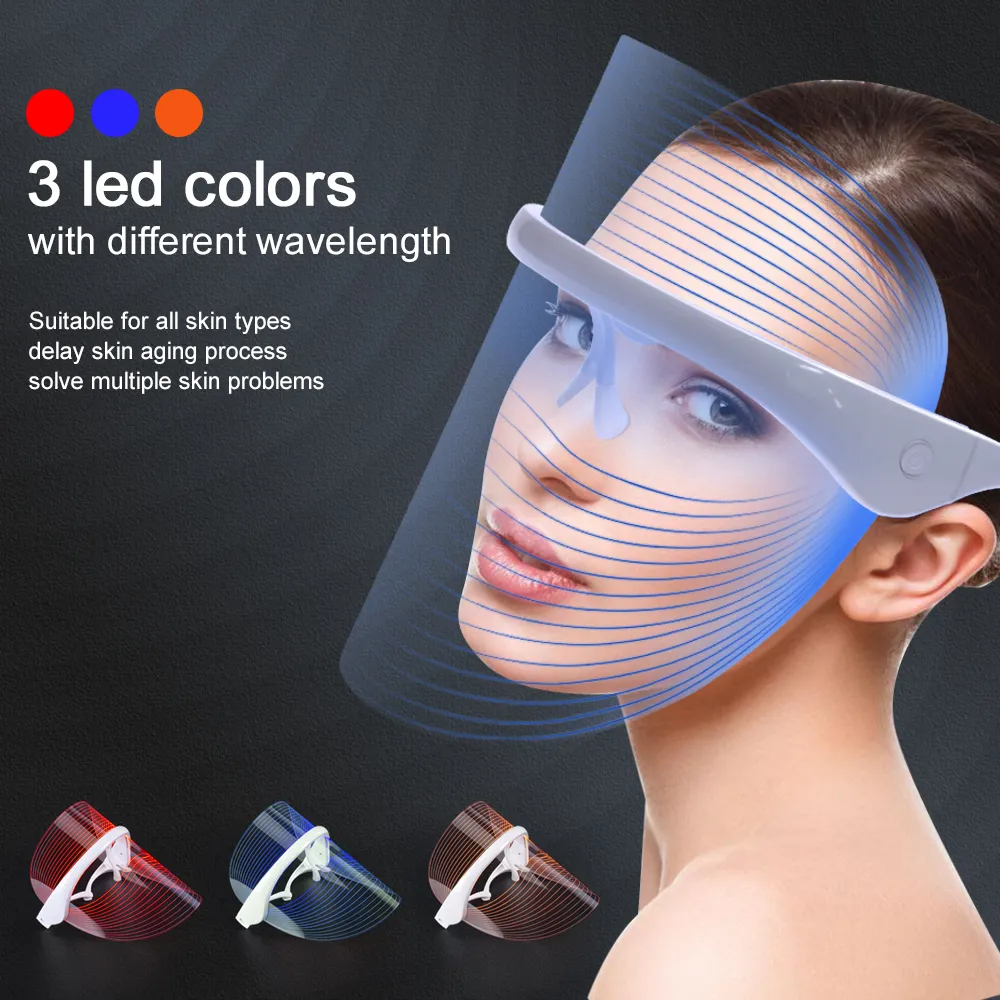 2020 New Korea USB wireless 3 color led light therapy face mask for skin beauty rejuvenation facial care home use DHL Free Shipping