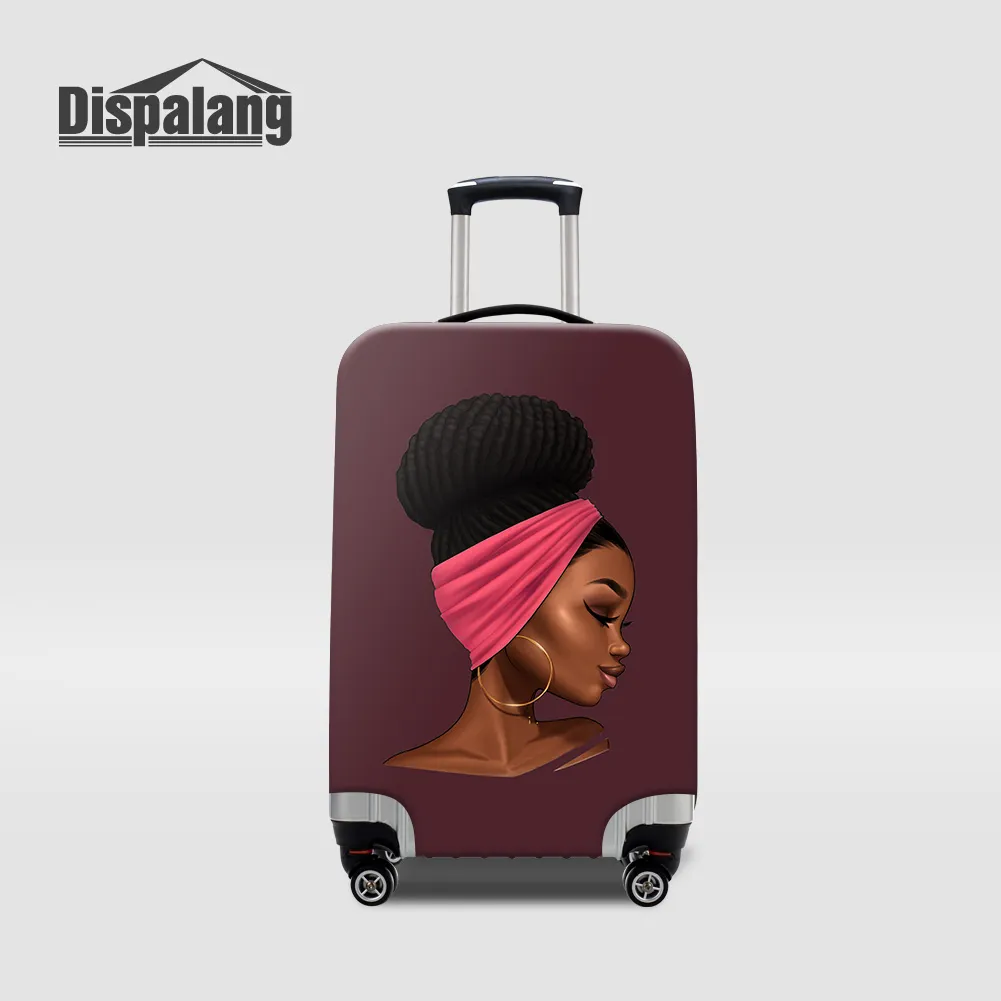 Afrikaanse meisje print bagage beschermhoes voor 18-32 inch gevallen vrouwen waterdichte koffer cover reizen vrouwelijke spandex reisaccessoires