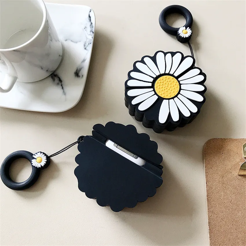 Tournesol Heronsbill Mignon 3D Bande Dessinée Écouteurs Sacs pour Apple Airpods Cas pour Airpods 12 Écouteurs Sans Fil Housse De Protection Avec Crochet