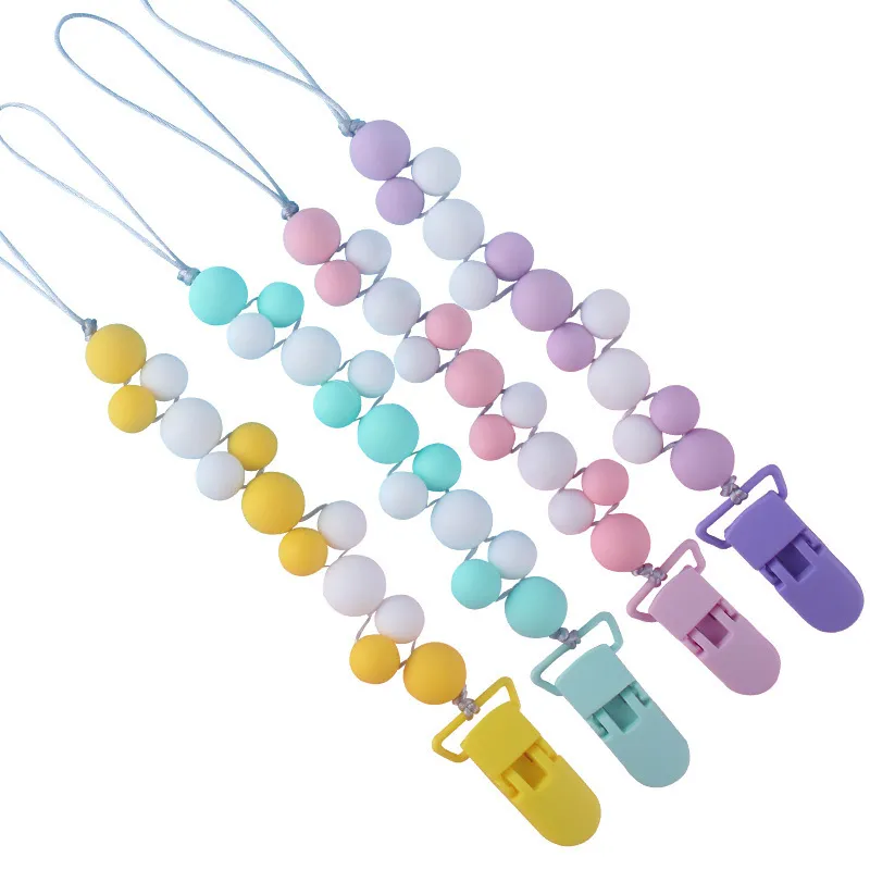 Nyaste BPA Free Silicone Spädbarn Toddler Pacifier Clips Plast Tandling Nippelhållare Kedja