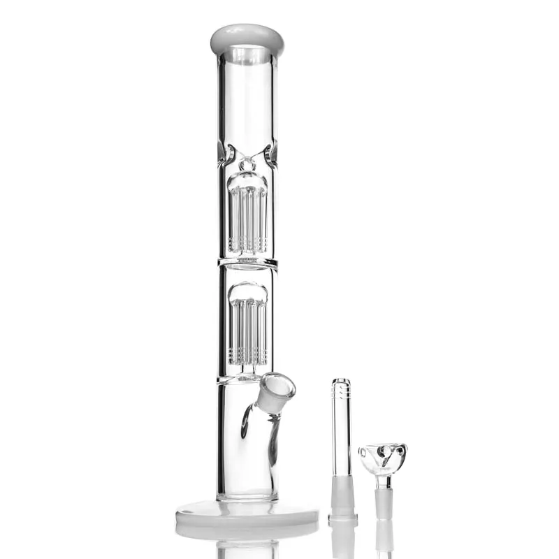 Heavy glass water bong double eight arms tree perc pipe 16" tall big bongs