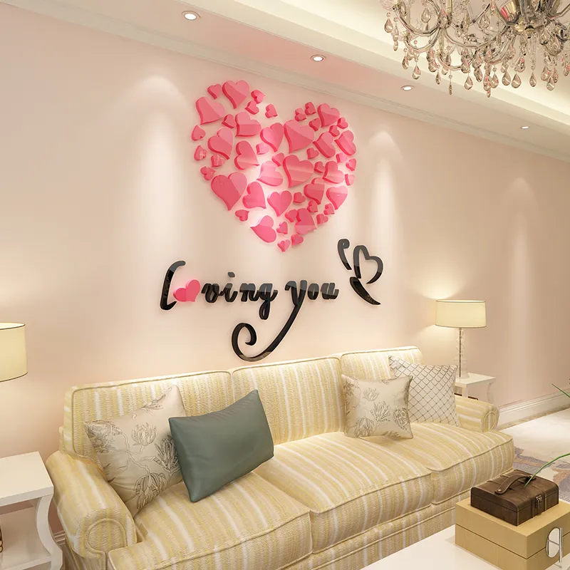 Сладкая 3D наклейка на стене Свадебная комната декор любящий сердце обои роспись спальни искусства наклейки горячие продажи бытовые стены наклейки современные