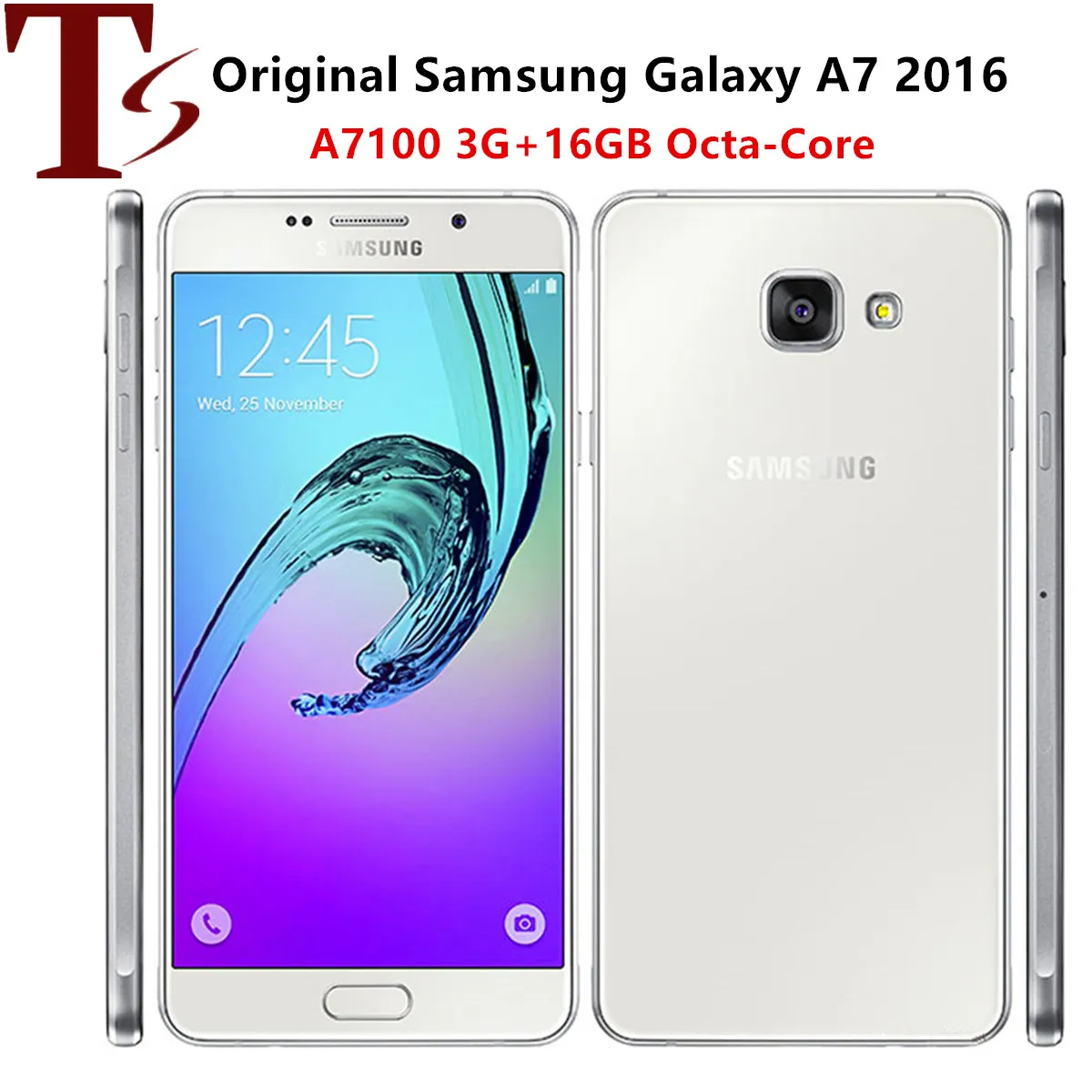 Olåst Renoverad Original Samsung Galaxy A7 A7100 2016 Dual Sim Cell Phone Octa Core 3GB / 16GB 5,5 tums 13mp 4g LTE