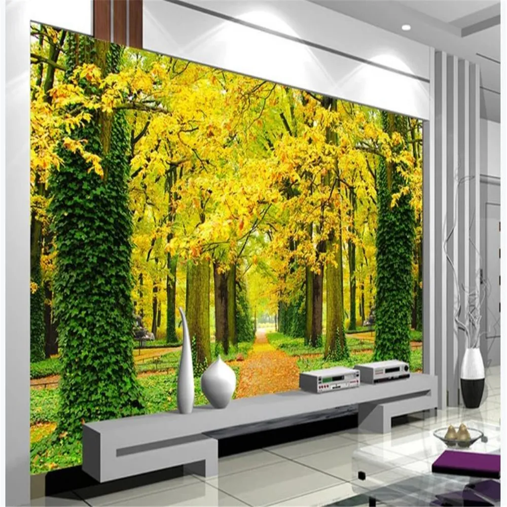 3D 입체 벽지 3D 우주 골든 숲 벽지 TV 배경 벽 벽장 아름다운 경치 월페이퍼