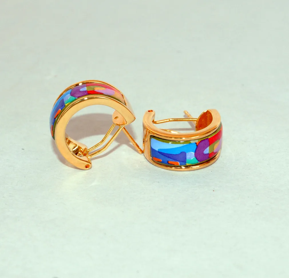 Liebe Serie Hochwertiger Reifen Ohrring 18 Karat vergoldete Emaille Ohrringe für Frau Dame Top Schmuck mit Kasten