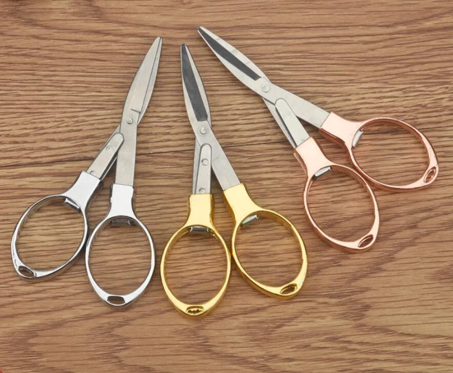 Wholesale Diamond Portable Folding Scissors Folding Foldable Scissors Collapsible Medium Trip Scissors Travel Scissor 100 pcs DHL