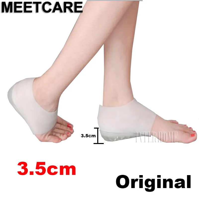 Original 1Pair Invisible Height Increase sock gel Insole 2.5 To 3.5CM Heels Gel Socks Plantar Fasciitis Brace Relieves Foot Pain