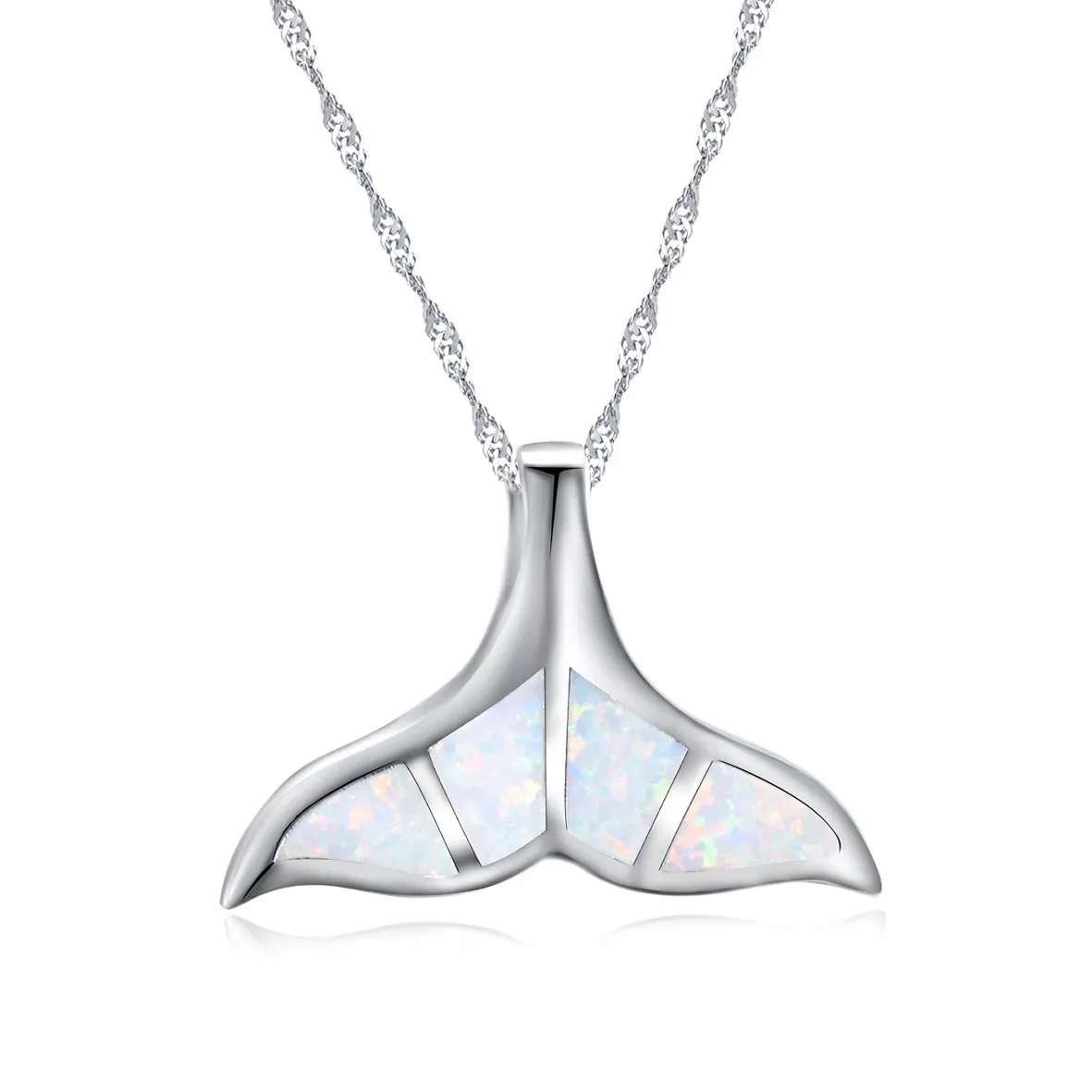 Blue Fire Opal Whale Tail Pendant en 100 925 SERRING SILF EA-DIFIE BIELRIR POUR FEMANDE NOCHALCE GIFN5819320 5374