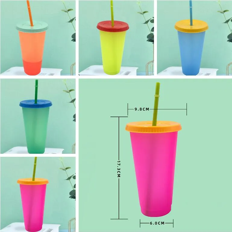 Tumblers Color Changing Cups Food Grade PP Material Temperature Sensing Cups Skinny Tumblers Cup Mug Water Bottles With Lid Drinware LSK939