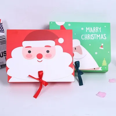 Jul Eve Stor presentförpackning Santa Fairy Design PaperCard Kraft Nuvarande Party Favorit Aktivitet Box Röd Grön EEA684-A