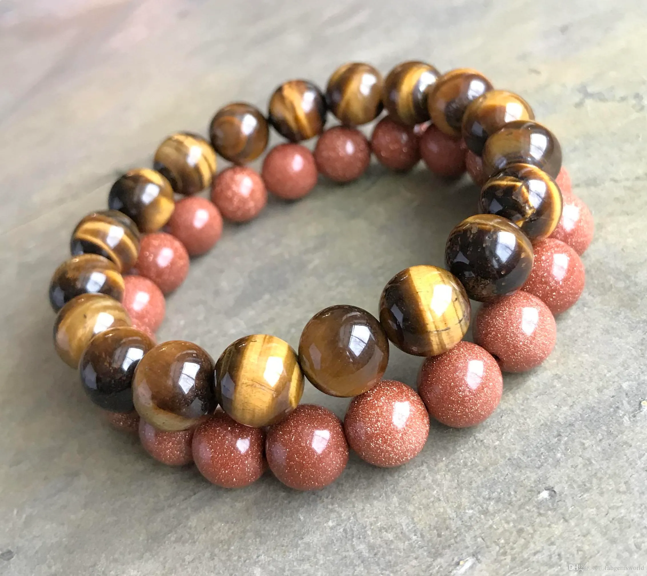 Save Big on Bulk Natural Tiger Eye Stone Natural Stone 10MM Goldstone Tiger  Eye Strand Elastic Beads Bracelet Women Men Healing Bracelets Best Deals 