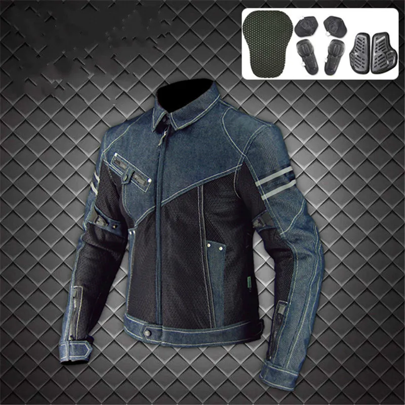 New Komine Motorcycle Jacket JK-006 Denim Mesh Racing Suit Locomotive Anti-fall Clothing Motorcycle Riding Clothing Moto Jacket