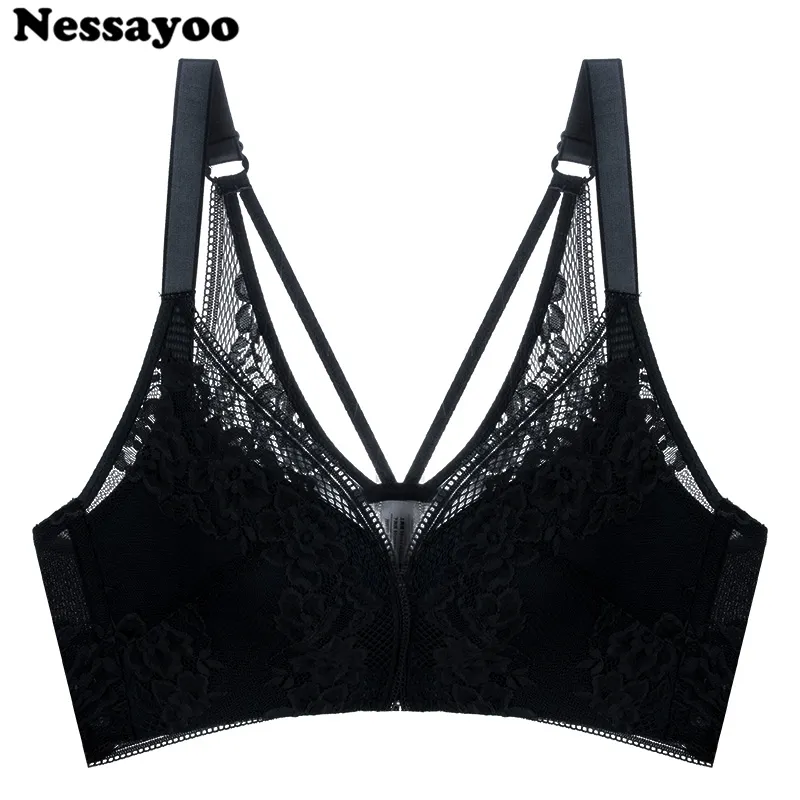Bras Front Closure Beauty Back Sexy For Women Lingerie Lace Deep V