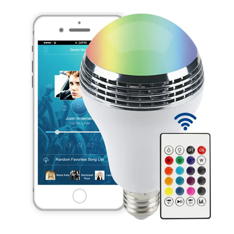 Color LED Bluetooth Speaker Bulb with Remote & App