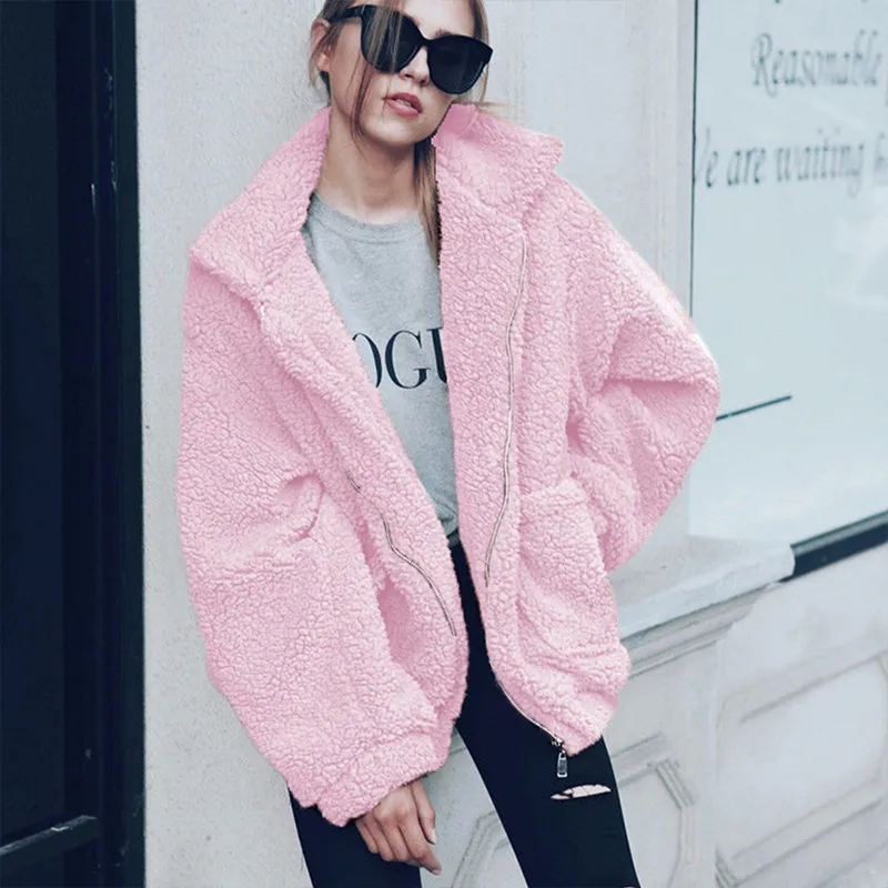 Plus size pink teddy coat hotsell