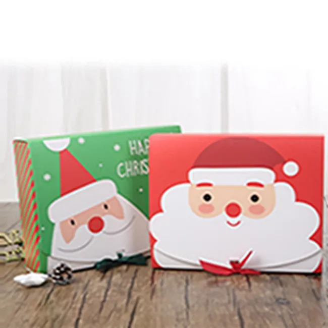 Réveillon de Noël Grand Coffret Cadeau Père Noël Fée Conception Papercard Kraft Présent Party Favor Activité Boîte Rouge Vert EEA684