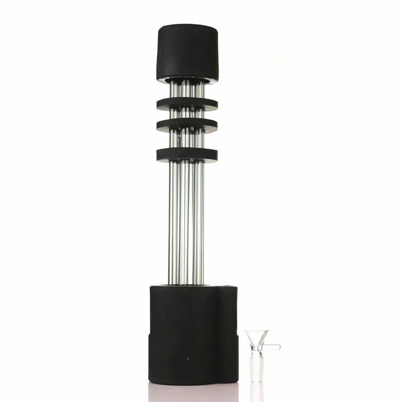 Narghilè Bong dritto da 13 pollici Pipa ad acqua Gatling con 6 tubi per pistola in vetro Bong in silicone 14mm Giunto 3 colori Scegli