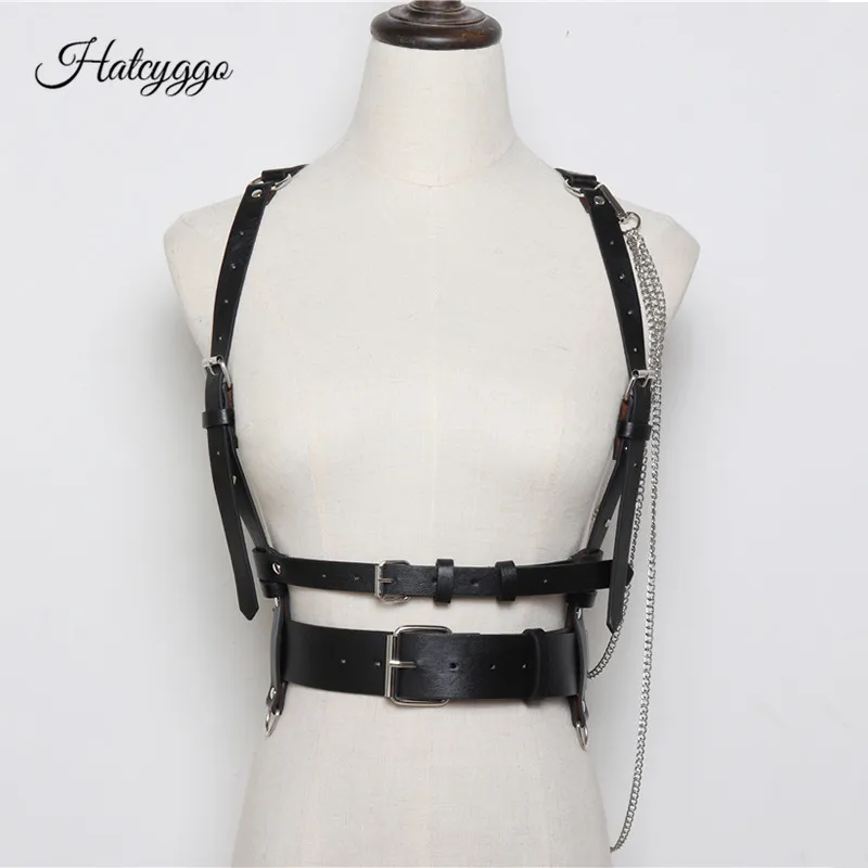 HATCYGGO nouveau harnais en cuir Lingerie ceinture femmes Sexy poitrine sculptant corps taille ceinture femme Punk gothique souhait chaîne jarretière